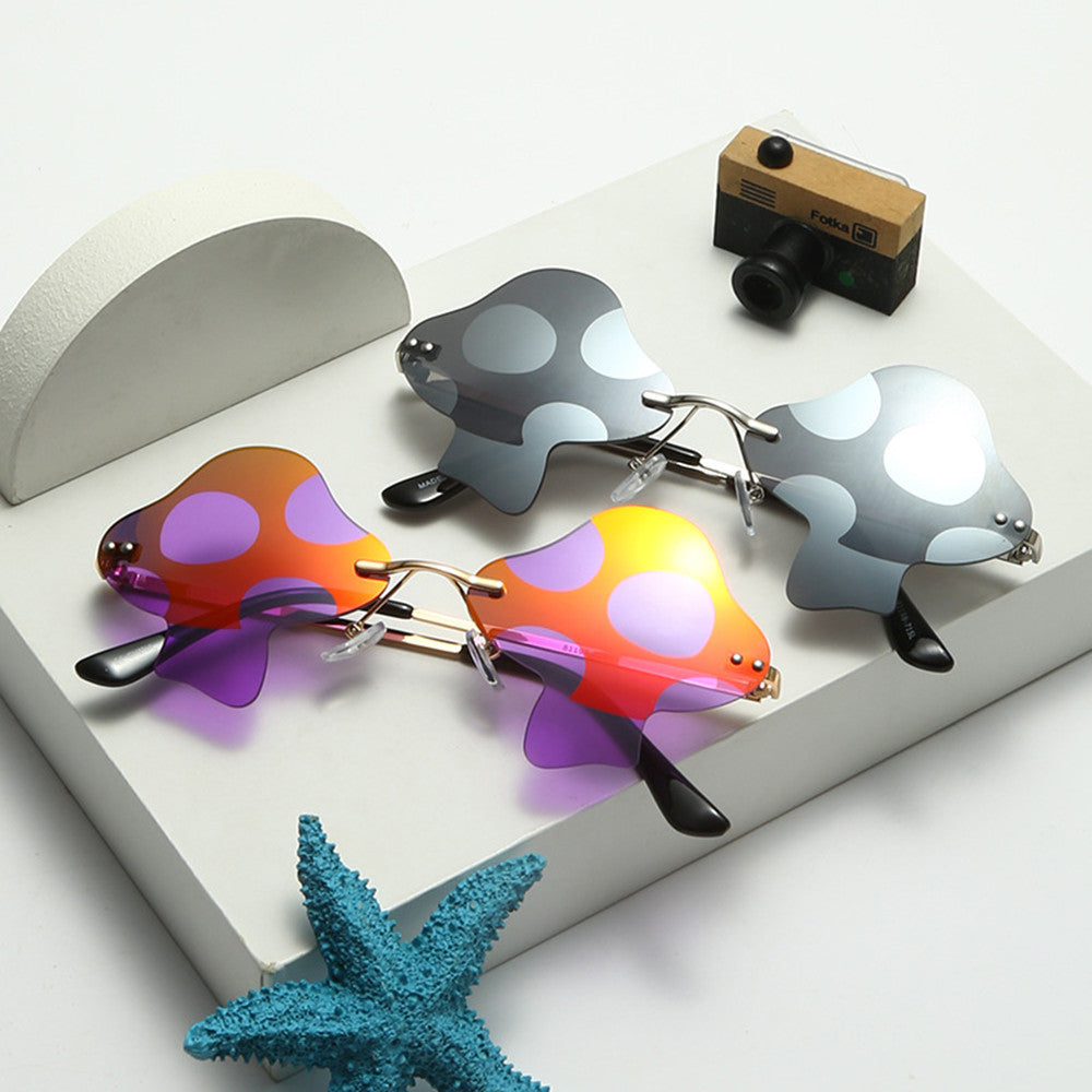 Mushroom Shaped Rimless Sunglasses with Personality