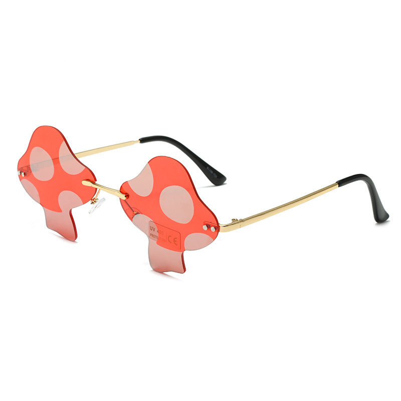 Mushroom Shaped Rimless Sunglasses with Personality