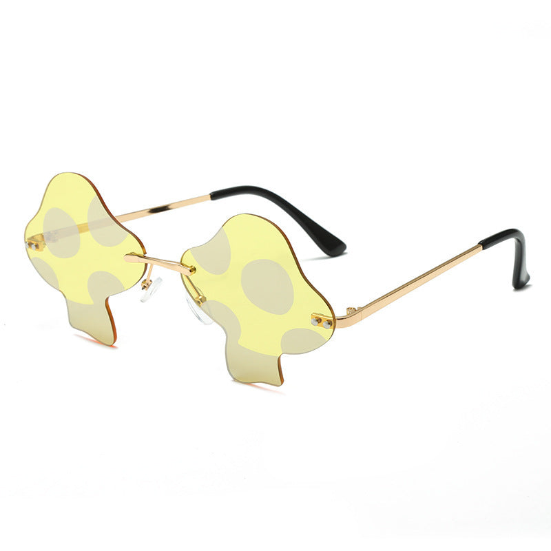 Mushroom Shaped Rimless Sunglasses with Personality