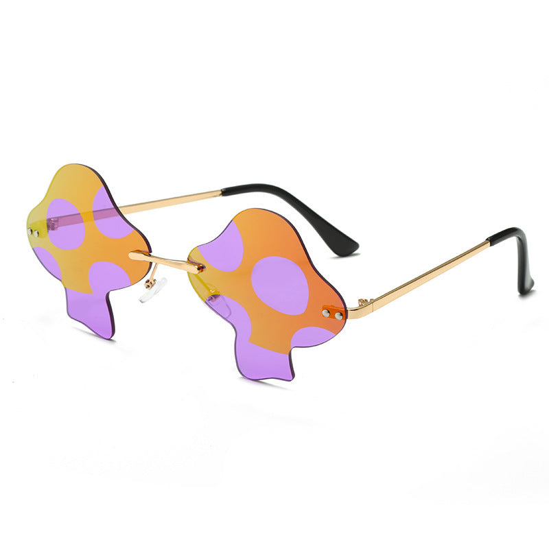 Mushroom Shaped Rimless Sunglasses with Personality