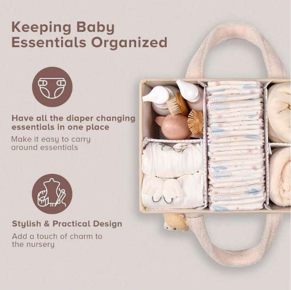 Baby Diaper Caddy, Organizer, Table, Baby Storage Basket