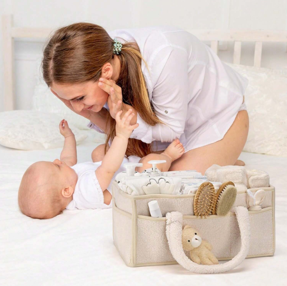 Baby Diaper Caddy, Organizer, Table, Baby Storage Basket