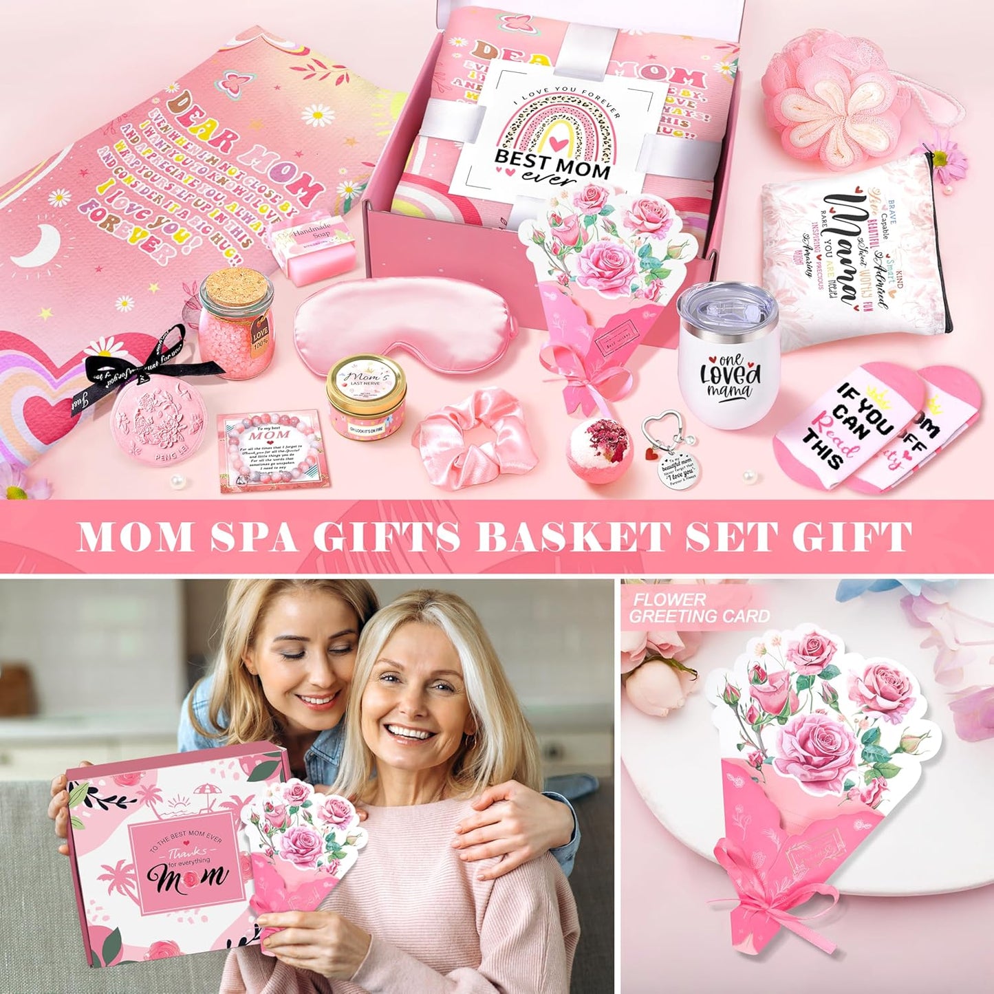 Mother's Day Baskets Gifts for Mom: 16 Pcs Luxury Self-Care