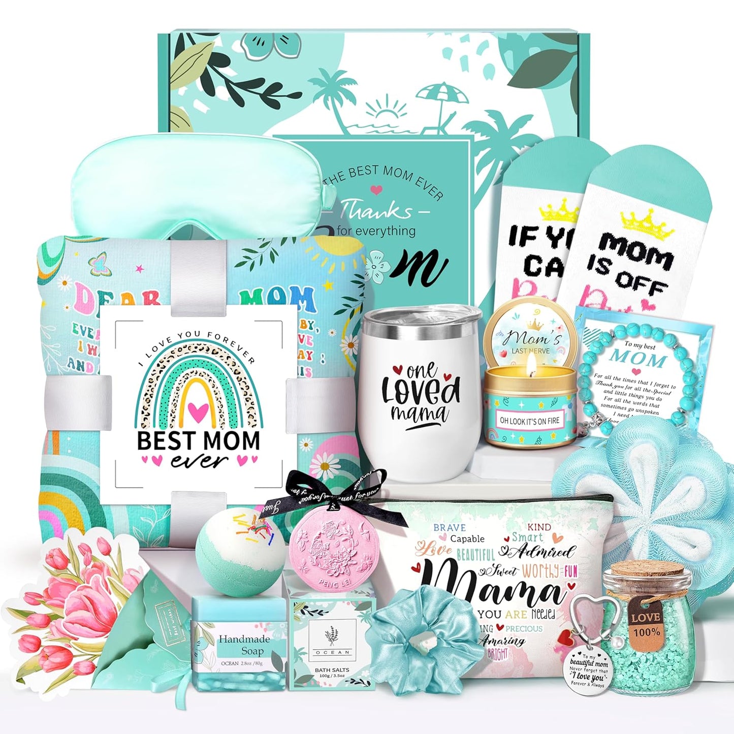 Mother's Day Baskets Gifts for Mom: 16 Pcs Luxury Self-Care