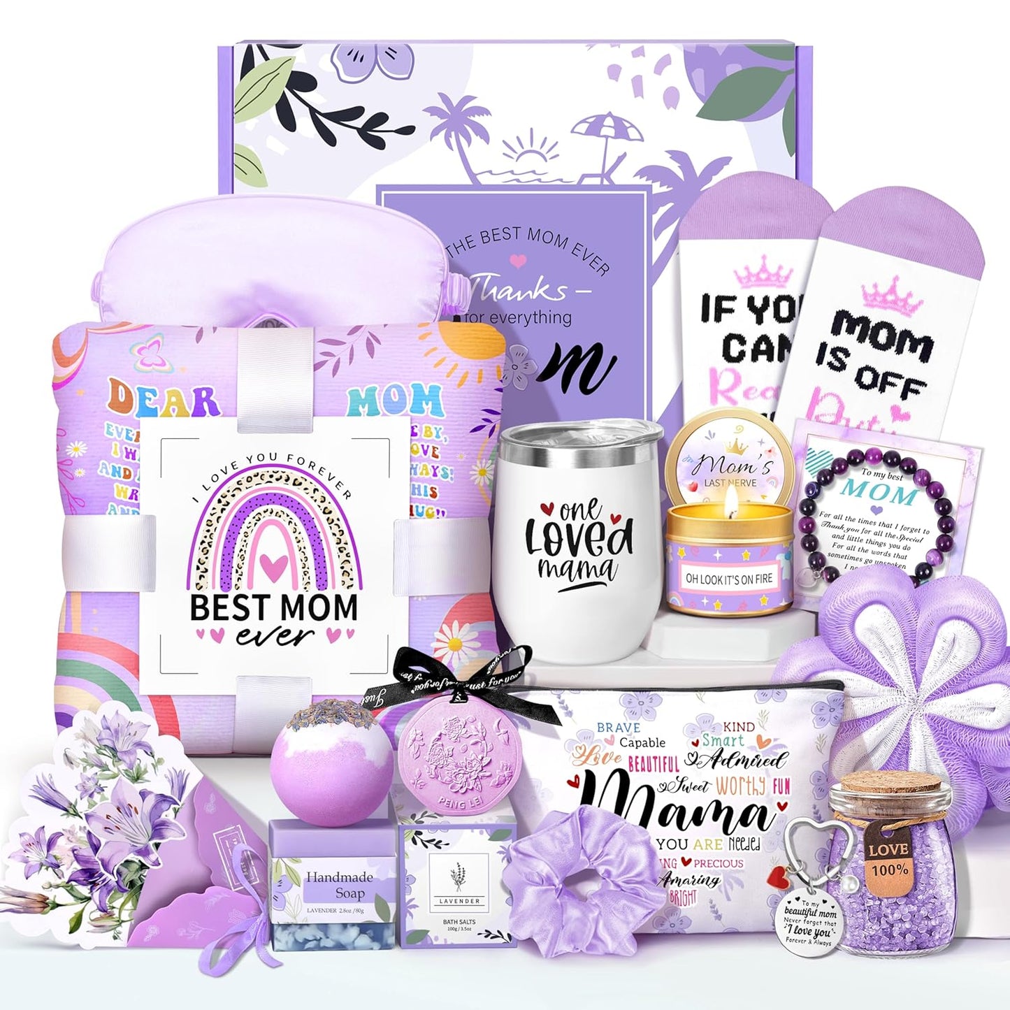 Mother's Day Baskets Gifts for Mom: 16 Pcs Luxury Self-Care