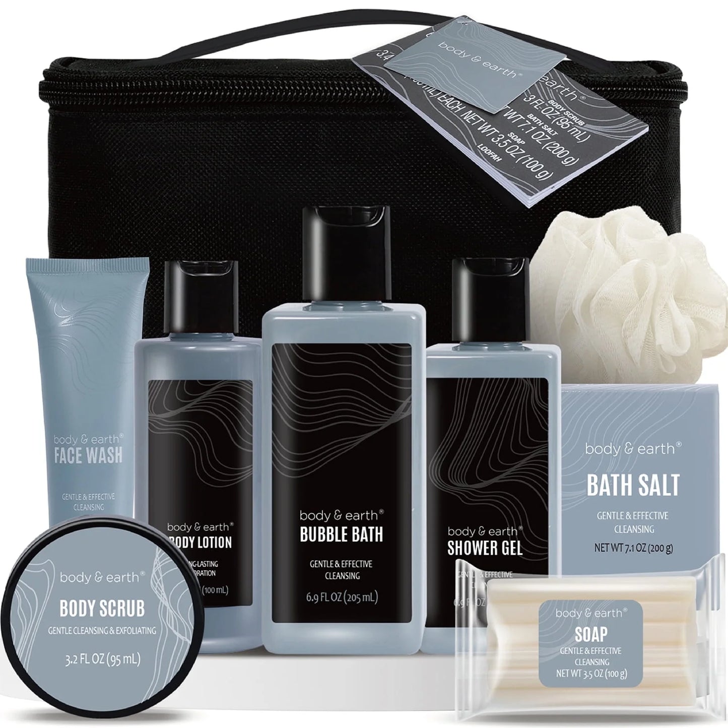 Bath and Body Spa Gift Basket Sets for Men - 8 Pcs Luxury Men'S Bath Set Skin Care Kit Birthday Gifts for Men