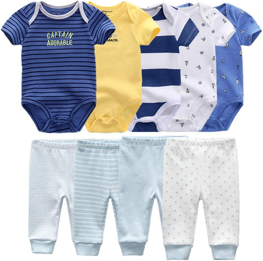 Baby Layette Set Baby Boys' 9-Piece Bodysuits Pants Set Toddler Girl Boy Unisex Baby Gift Sets