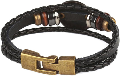 Punk Alloy Leather Bracelet for Constellation Braided Rope Bracelet Bangle