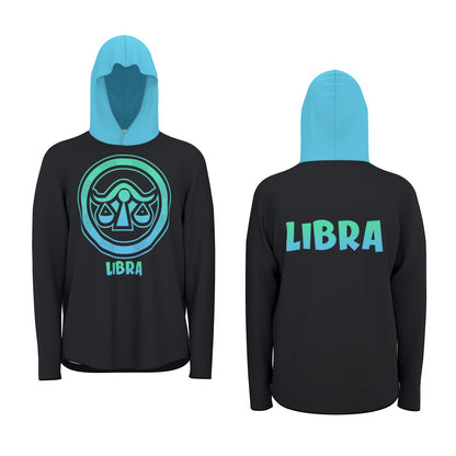 Libra Zodiac Pullover Hoodie with Logo and Thumb Hole