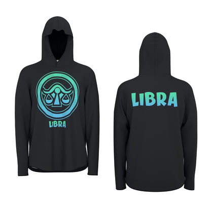 Libra Zodiac Pullover Hoodie with Logo and Thumb Hole