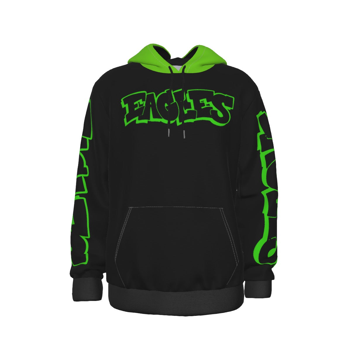 Eagles Thicken Pullover Black Hoodie with Front Pockets