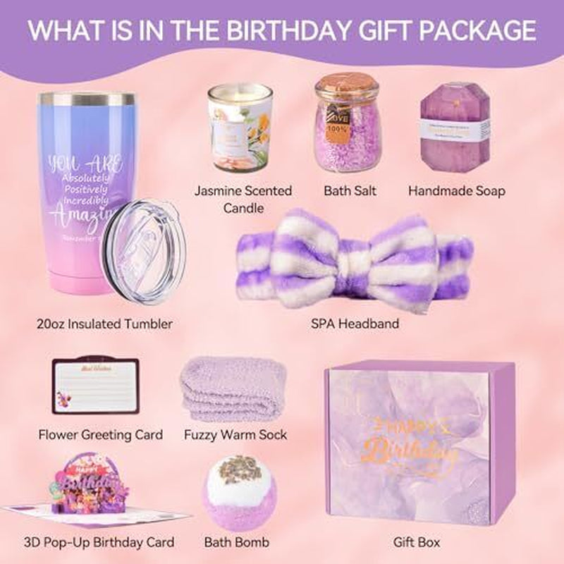 Birthday Gifts for Women Friendship, Bath Relaxing Spa Gifts Basket Set For