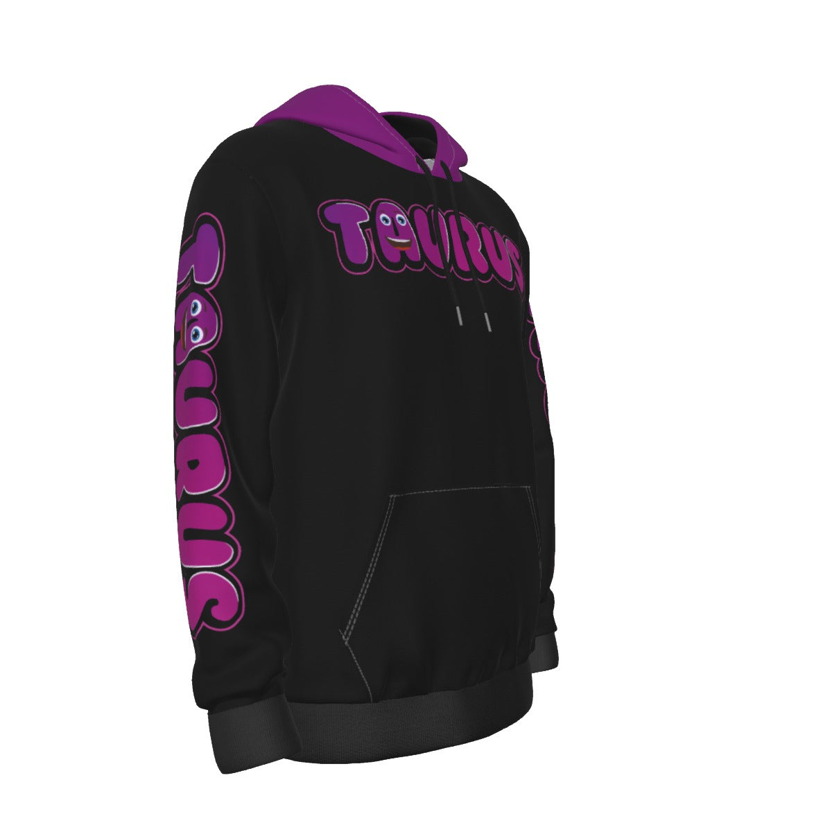 Taurus Zodiac Thick Pullover Black Hoodie with Front Pockets