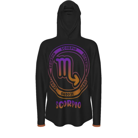 Scorpio Zodiac Pullover Hoodie with Logo and Thumb Hole