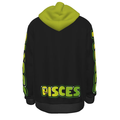 Pisces Zodiac Thick Pullover Black Hoodie with Front Pockets