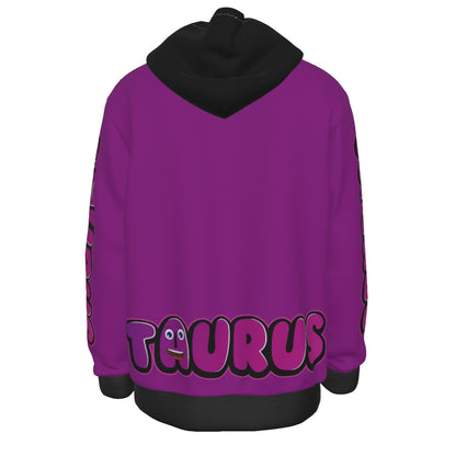 Taurus Zodiac Thick Pullover Black Hoodie with Front Pockets