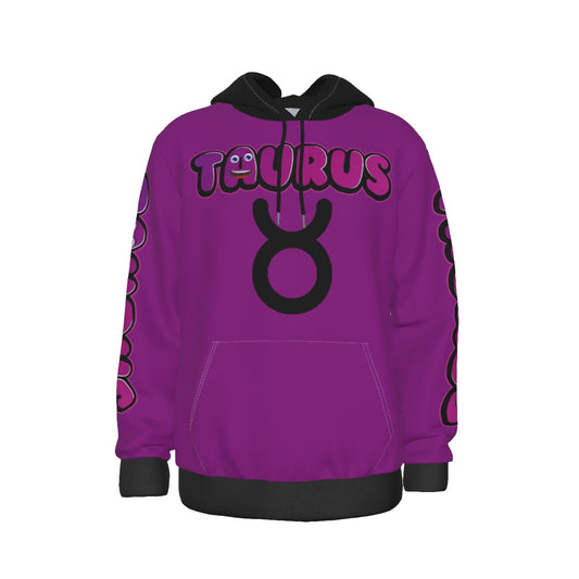 Taurus Zodiac Thick Pullover Black Hoodie with Front Pockets