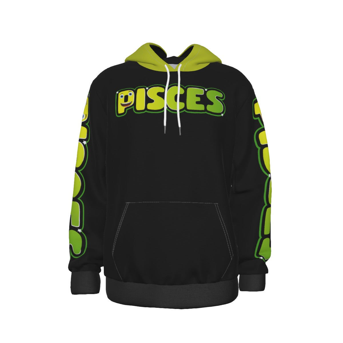 Pisces Zodiac Thick Pullover Black Hoodie with Front Pockets