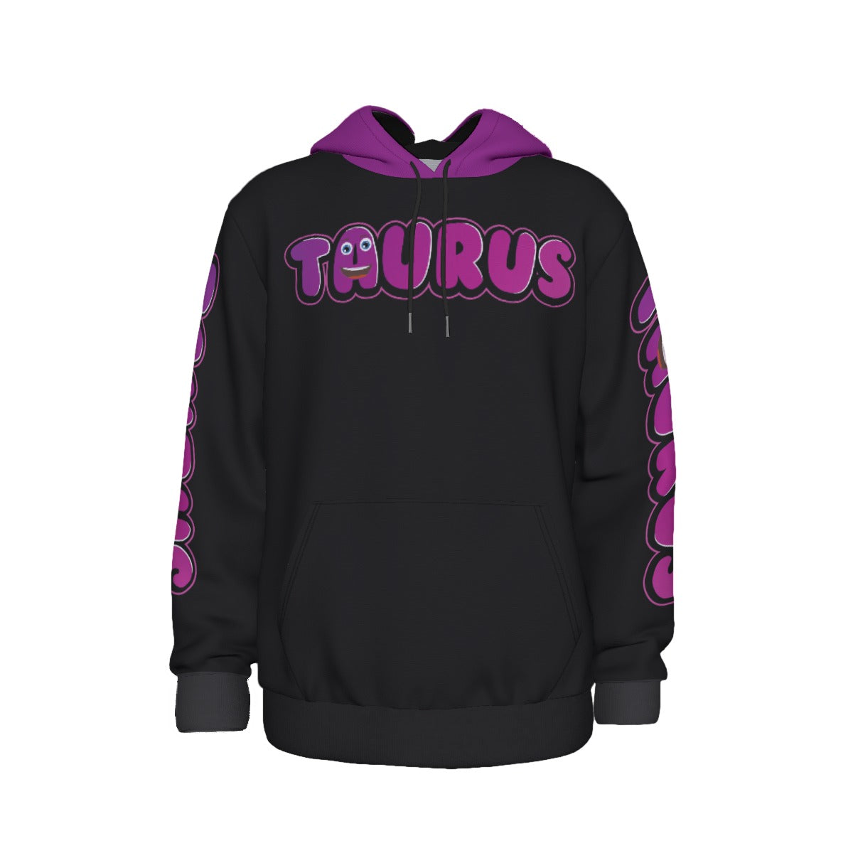 Taurus Zodiac Thick Pullover Black Hoodie with Front Pockets