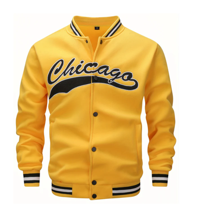 CHICAGO Men's Baseball Calligraphy Embroidery Jacket