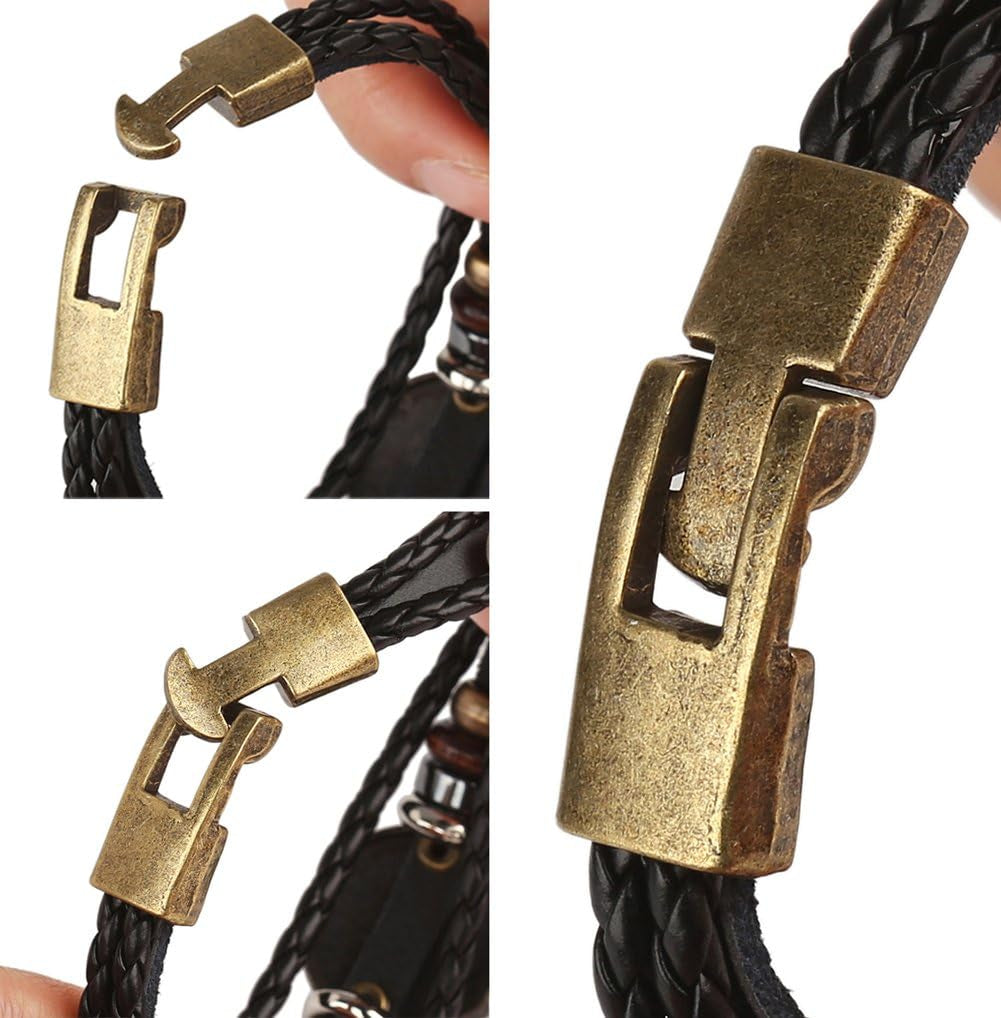 Punk Alloy Leather Bracelet for Constellation Braided Rope Bracelet Bangle