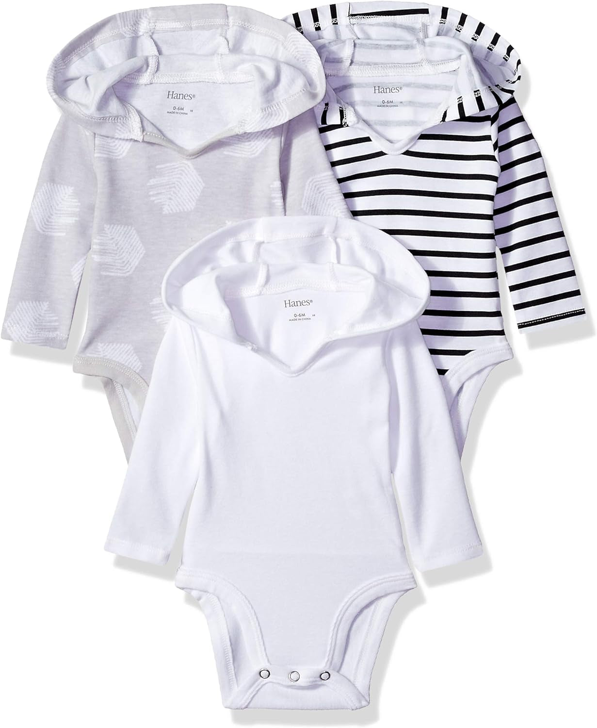 Baby and Toddler Ultimate Flexy Long Sleeve Bodysuit Hoodie (3 Pack)