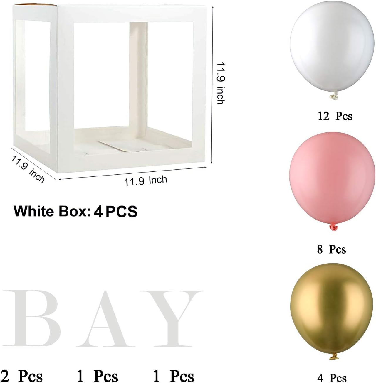 Baby Shower Balloon Box with 24 Balloons, 'BABY' Letters--Diy Clear Baby Blocks for Party Supplies Gender Reveal Birthday Party Decorations for Baby Shower, Photoshoot Props