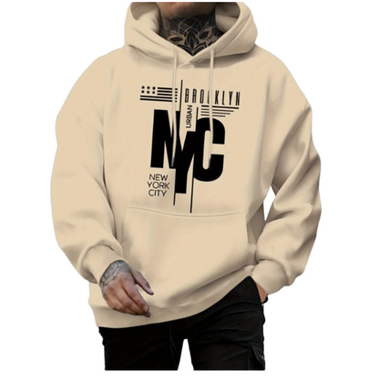 New York City Brooklyn Letter Print , Slight Stretch Hoodie