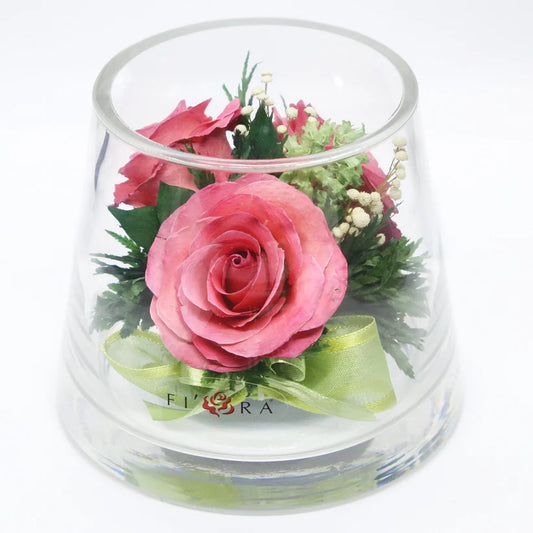 Elegance: Preserved Pink Roses in a Delicate Glass Vase