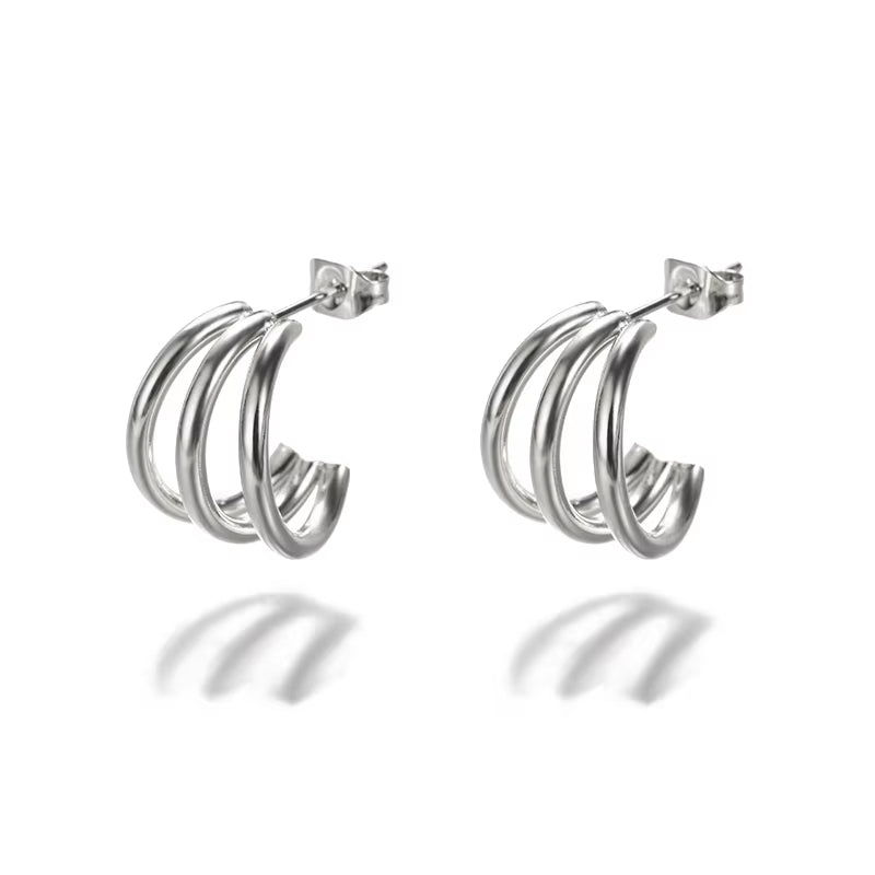 Elegant round Earrings for Women Girls Luxury Stainless Steel Hoop Earrings Vintage Wedding Engagement Aesthetic Jewerly Aretes