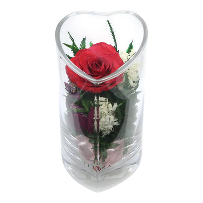 Romance: Single Red Rose, Beautiful Heart-Shaped Vase