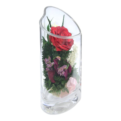 Romance: Single Red Rose, Beautiful Heart-Shaped Vase