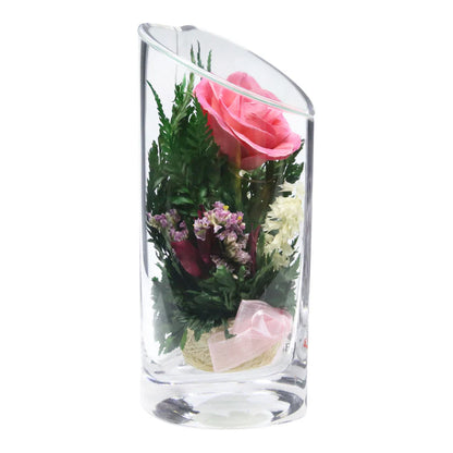 Sweet & Charming Pink Rose in a Heart-Shaped Glass Vase