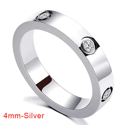 Luxury Bijoux Pulseira Feminina Bangle Ring Set Stainless Steel Jewelry Fit Lover Female Crystal Bracelets Rings Fashion Women