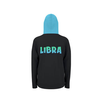 Libra Zodiac Pullover Hoodie with Logo and Thumb Hole