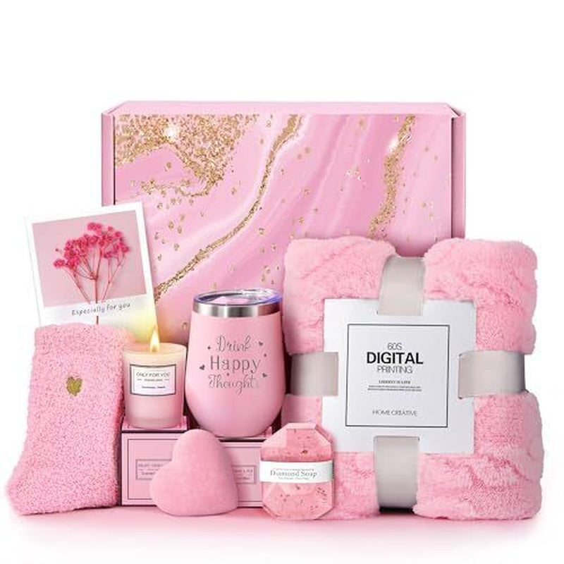 Birthday Gifts for Women, Self Care Get Well Gift Basket with Luxury Flannel