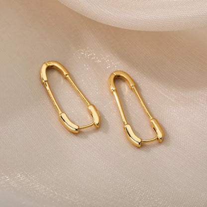 Punk Pin Earrings for Women Girls Stainless Steel Unique Design Paperclip Safety Stud Earrings 2024 Trend Fashion Couple Jewerly