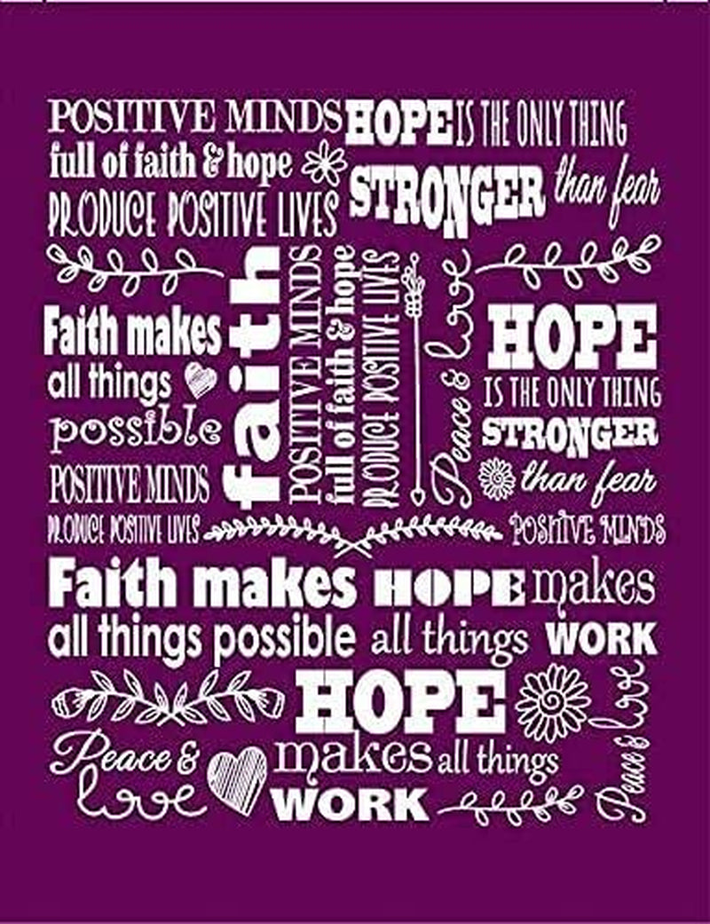 Premium Hope & Faith Gift Throw Blanket - Cozy, Warm & Fluffy Sherpa - Sends Positive Energy, Inspirational Uplifting Comfort for Best Friend, Women, Men & Partner (60X70 Inches) Aubergine