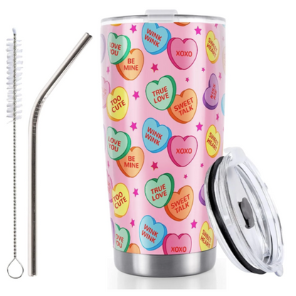 Heart Stainless Steel Travel Tumbler w/Lid Valentine's Day