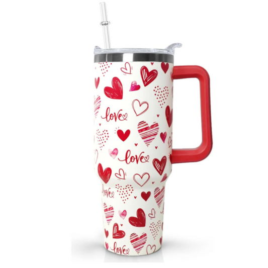 Tumbler 40 Oz Valentine Heart Tumbler With Handle