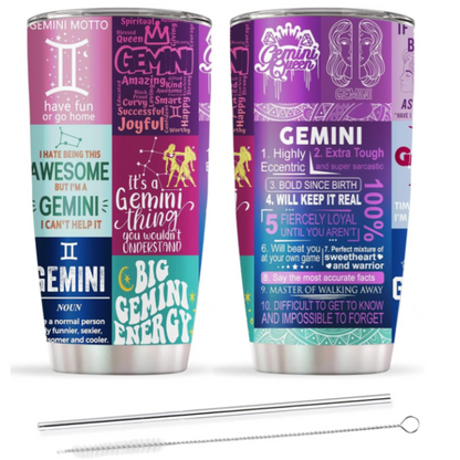 Tumbler Zodiac Gemini Cup, Astrology Gifts Mug 20 OZ