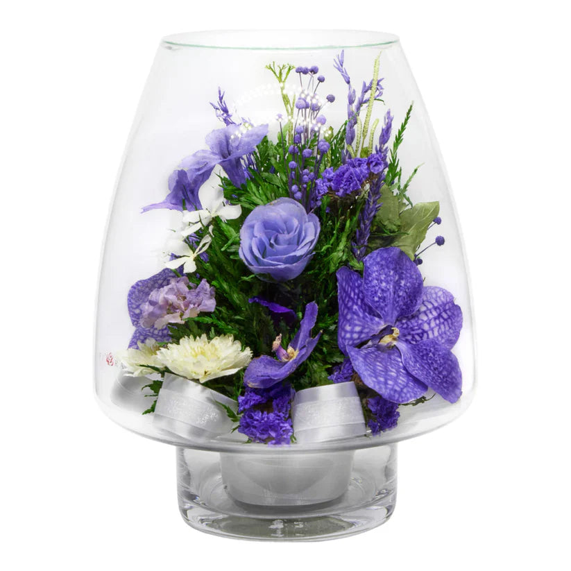 Sophisticated Orchid Lotus Bouquet Bud Glass Vase