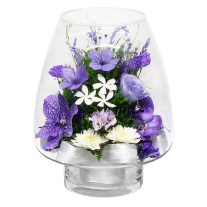 Sophisticated Orchid Lotus Bouquet Bud Glass Vase