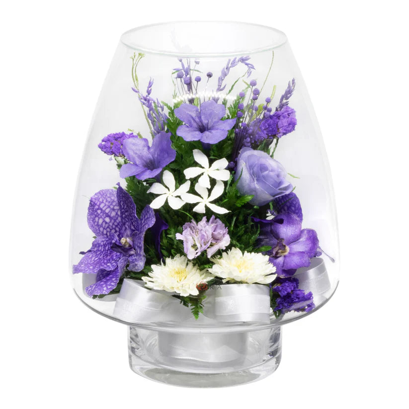 Refined Orchid Bouquet in a Lotus Bud Glass Vase