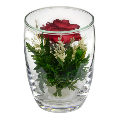 Classic Elegance: Charming Red Rose, Small Glass Vase