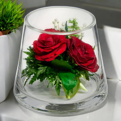 Classic Red Roses in a Tapered Glass Vase: Beauty & Style