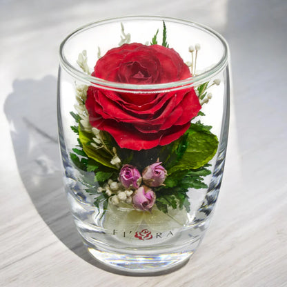 Classic Elegance: Charming Red Rose, Small Glass Vase