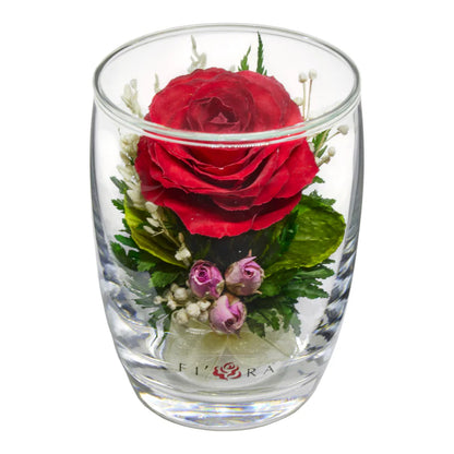 Classic Elegance: Charming Red Rose, Small Glass Vase