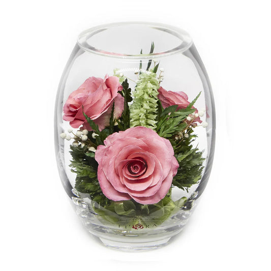 Trio of Elegant, Everlasting Pink Roses for a Timeless Display