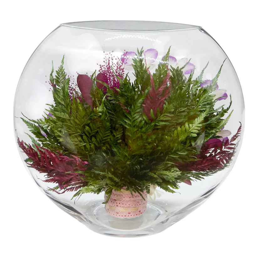 Breathtaking Orchids in a Stunning Large Round Glass Vase